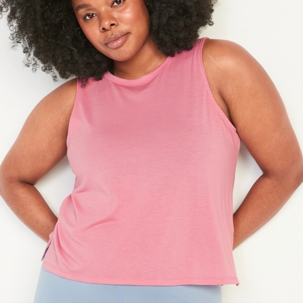 Old Navy Active Pink UltraLite Crop Tank Top 3X